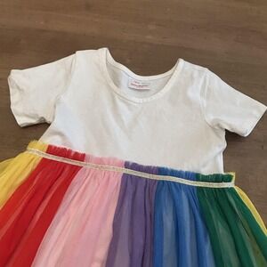 Hanna Andersson Dress Girls 8 Rainbow Tulle Tutu Skirt Short Sleeve Long